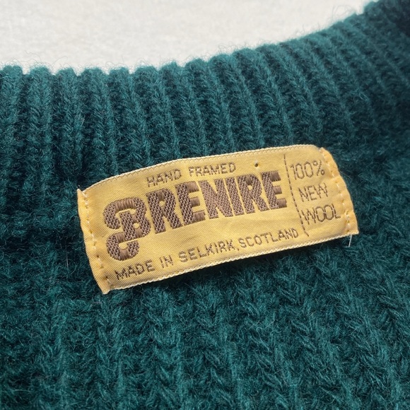 Brenire Vintage Hand Framed Pure New Wool Knit Plaid Full Zip Sweater Jacket - Picture 11 of 14